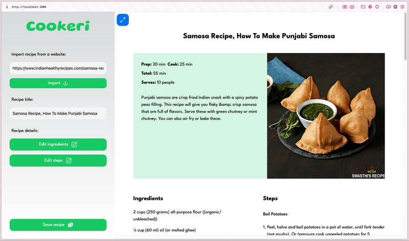 GIF of typing into an input bar and changing the name of a recipe